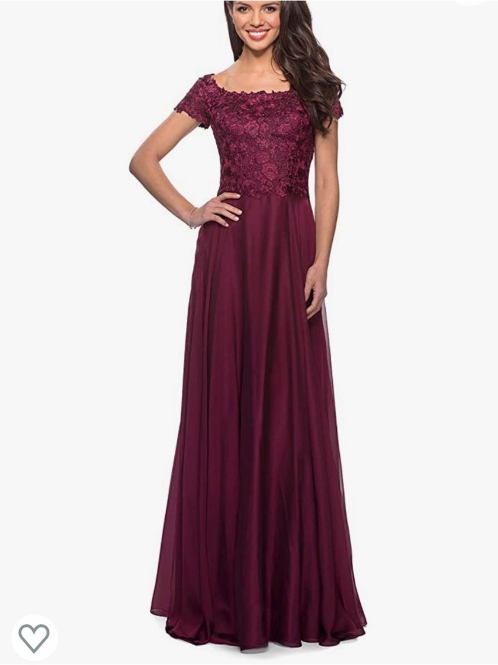 Burgundy Lace Bodice Formal Dress